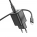 Мережевий зарядний пристрій Hoco N41 USB/ Type-C PD QC black + кабель Type-C to Type-C