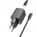 Мережевий зарядний пристрій Hoco N41 USB/ Type-C PD QC black + кабель Type-C to Type-C