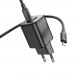 Мережевий зарядний пристрій Hoco N41 USB/ Type-C PD QC black + кабель Type-C to Lightning