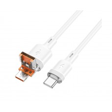 Кабель Hoco U131 2в1 USB/ Type-C to Type-C 1.2m white