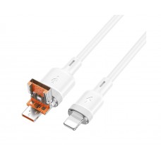 Кабель Hoco U131 2в1 USB/ Type-C to Lightning 1.2m white