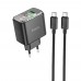 Мережевий зарядний пристрій Hoco CS42A USB/ Type-C PD 30W QC black + кабель Type-C to Type-C