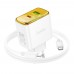 Мережевий зарядний пристрій Hoco CS42A USB/ Type-C PD 30W QC white + кабель Type-C to Type-C