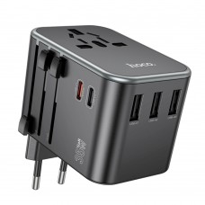 Мережевий зарядний пристрій Hoco AC19 3 USB/2 Type-C PD 35W black