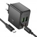 Мережевий зарядний пристрій Hoco CS19A 2 USB/2 Type-C PD 65W black + кабель Type-C to Type-C