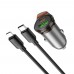 Автомобильное зарядное устройство Hoco NZ16A USB/ Type-C 43W PD QC 25W metal grey + кабель Type-C to Lightning
