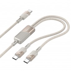 Кабель Hoco U139 2в1 Type-C to Type-C/ Type-C PD 100W 1.2m gold