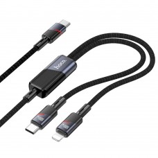 Кабель Hoco U139 2в1 Type-C to Type-C/ Lightning 100W 1.2m black