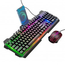 Комплект клавіатура та миша Hoco DI16 (ENG/ РУС) з RGB підсвічуванням black