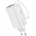 Мережевий зарядний пристрій Hoco J148 із вбудованим Power Bank 5000mAh PD 20W+ кабель Type-C white