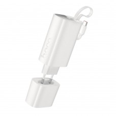 Мережевий зарядний пристрій Hoco J148 із вбудованим Power Bank 5000mAh PD 20W+ кабель Type-C white