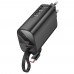 Мережевий зарядний пристрій Hoco J148 з вбудованим Power Bank 5000mAh PD 20W + кабель Type-C black