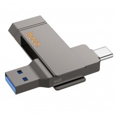 USB флеш накопичувач Hoco UD15 64GB 2 в 1 USB 3.2/ Type-C металевий metal gray