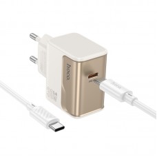 Мережевий зарядний пристрій Hoco CS72A Type-C PD 30W white + кабель Type-C to Type-C