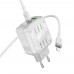 Мережевий зарядний пристрій Hoco C136A USB/ Type-C PD 45W white + кабель Type-C to Lightning