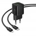 Мережевий зарядний пристрій Hoco N65 USB/ Type-C PD QC black + кабель Type-C to Lightning