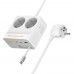 Мережевий зарядний пристрій подовжувач Hoco AC28 USB/ 3 Type-C PD 45W 2 розетки 2m white