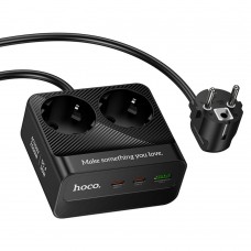 Мережевий зарядний пристрій подовжувач Hoco AC27 USB/ 2 Type-C PD 30W 2 розетки 2m black