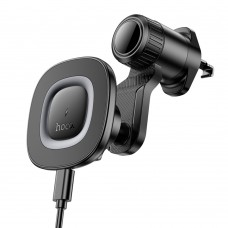 Автодержатель Hoco HW30 магнитный с беспроводной зарядкой 15W black metal gray