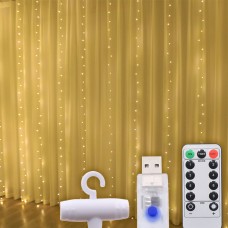 Светодиодная гирлянда штора USB, медная нить, разноцветная, 3x2 м, 8 режимов, с пультом