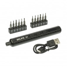 Аккумуляторная отвёртка Relife E1 Carbon c LED подсветкой и регулировкой крутящего момента (12 бит, USB-Type-C)