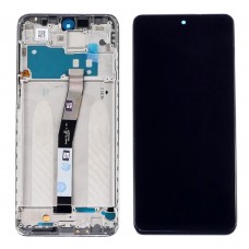 Дисплей для Xiaomi Redmi Note 9S/Note 9 Pro/Note 9 Pro Max с чёрным тачскрином и серебристой корпусной рамкой