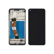 Дисплей для Samsung A115/ M115 Galaxy A11 (2020)/ M11 (2020) с чёрным тачскрином и корпусной рамкой